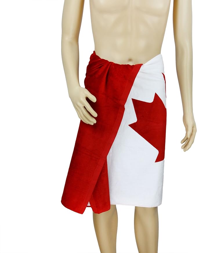 FakeFace 30"x60"Oversized Skin-Friendly Soft High Absorbent Cotton US, UK, CA Flag Pattern Swimming Pool Beach Sauna Towel Collection Home Travel Business Hotel Bath Wrap Shawl Blanket-Canada Flag