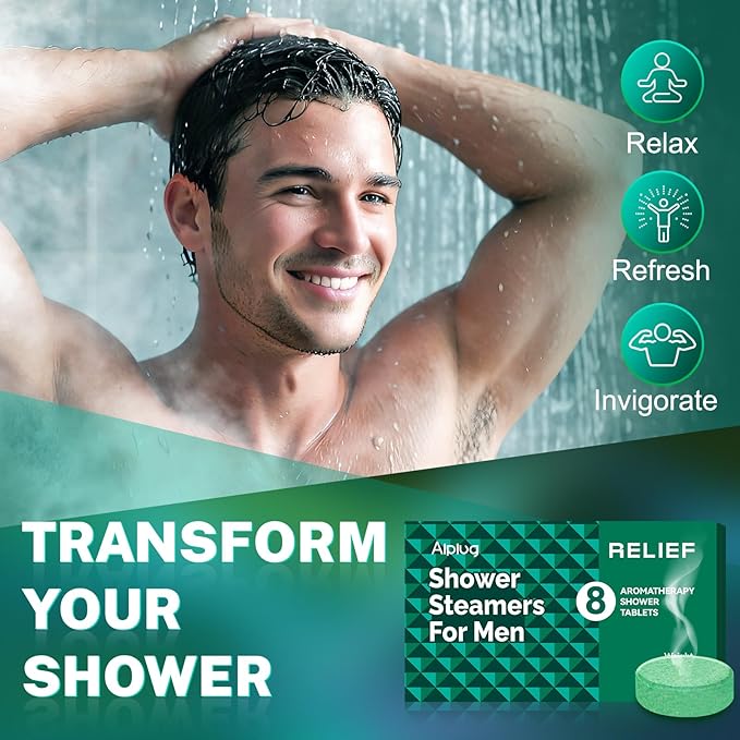 Shower Steamers for Men - 8 Pack Shower Bombs Aromatherapy with Essential Oils, Dad Gifts for Fathers Day, Birthday Gifts for Men, Relaxation Mens Gifts Ideas
