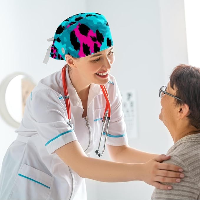 Scrub Cap with Hair Scrunchy, Ponytail Holder Surgical Cap