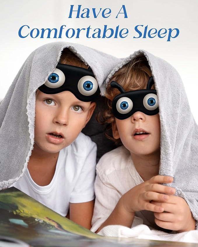 Miss Adola Sleep Mask for Kids - Valentines Gift for Kids Cute Silk Eye Cover for Sleeping Soft Kawaii Eyeshade Animal Eye Blindfold with Adjustable Strap for Boys Teens, Eyeball