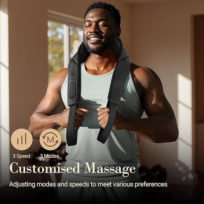 CuPiLo Cordless Neck Massager for Pain Relief Deep Tissue, FSA Eligible HSA Store Shoulder Massager with Heat, 3 Modes & Speed, Massager Pillow for Neck and Shoulder Pain, Birthday Gifts for Women