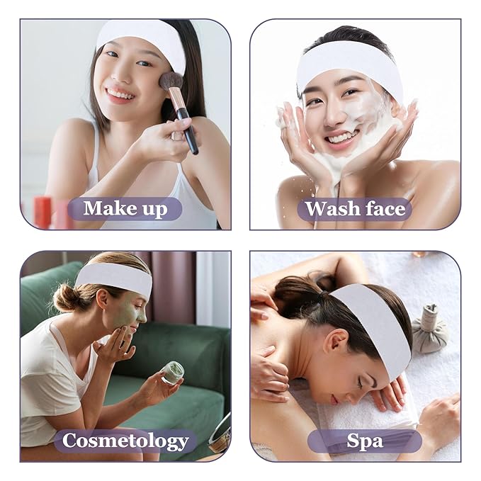 150 Count Disposable Spa Facial Headbands with Convenient Closure,Stretch Facial Headwraps Soft for Facials Skincare Spa