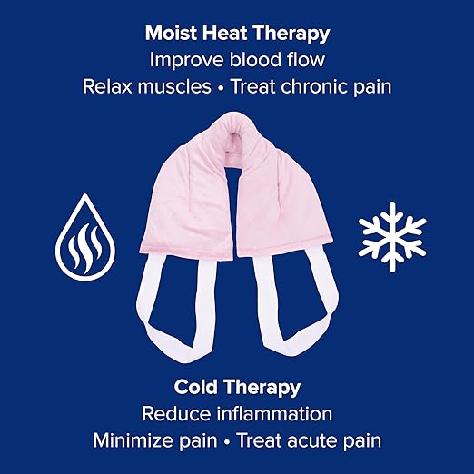 Bed Buddy Hot and Cold Neck Wrap, Pink - Microwavable Heating Pad & Cold Pack for Neck, Sore Muscles - Moist Heat Therapy Wrap