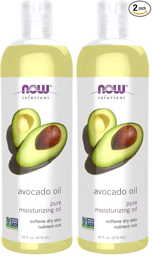 Now Foods Solutions,Avocado Oil,100% Pure Moisturizing Oil,Nutrient Rich and Hydrating,16-Ounce,(Pack of 2)