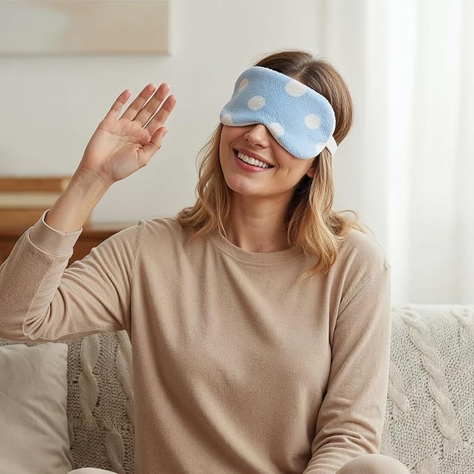 2PCS Plush Sleeping Eye Mask, Soft Plush Eye Mask, Fuffy Eye Cover Comfortable Sleep Mask Blindfold Rainbow Faux Fur Eye Shade for Women, Men and Kids Travel Nap Sleeping
