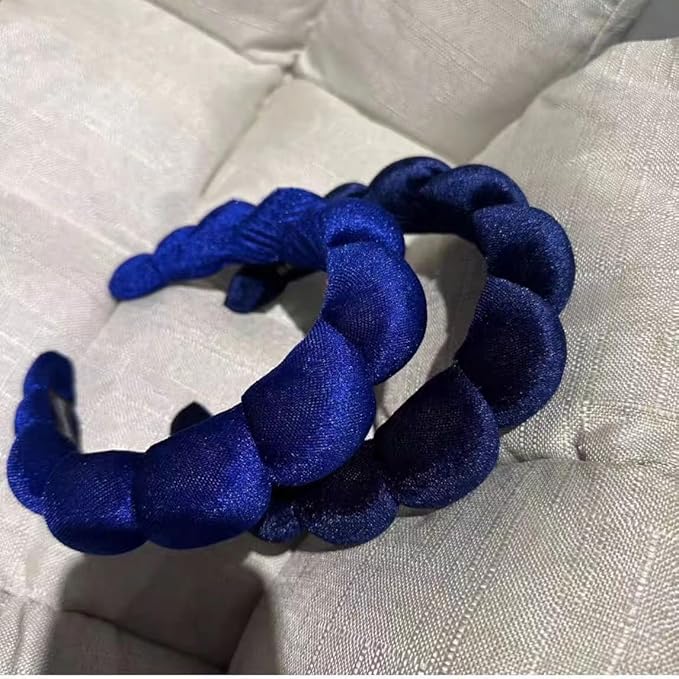 Fashion Headbands for Women Padded Fabric Hair Bands Wide Velvet Non Slip Headband Hair Accessories for Women Girls (Royal Blue)