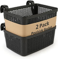 2 Packs XL Poolside Storage Basket – All in One Swimming Pool Organizer – Made in Europe – Ideal for Above Ground Pools & Patio Accessories (Black)