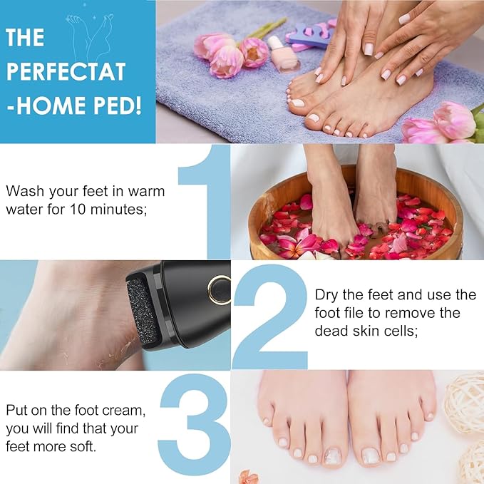 2 Pack Electric Foot File Callus Remover for Feet - Larger Grinding Head&3Speed, Pedicure Kit Foot Scrubber Dead Skin Callus Remover, Foot Care Kit Pedicure Tools for Callus Hardskin Dry Cracks