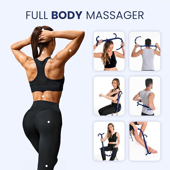 Ranarose Deep Tissue Back & Neck Massager - Back Massager Stick for Pain Relief, Muscle Knot Remover, Trigger Point Massage Tool for Full Body, Shoulders, Legs - Pressure Point Massage Tool