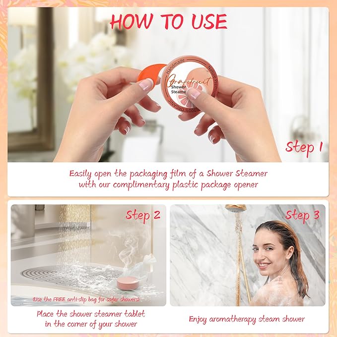 Shower Steamers Aromatherapy 8 Pack - Natural Essential Oil Shower Bombs for Self Care, Stress Relief Stocking Stuffers, Relaxation Birthday Gifts for Women and Men. Revitalizing Blossom Style