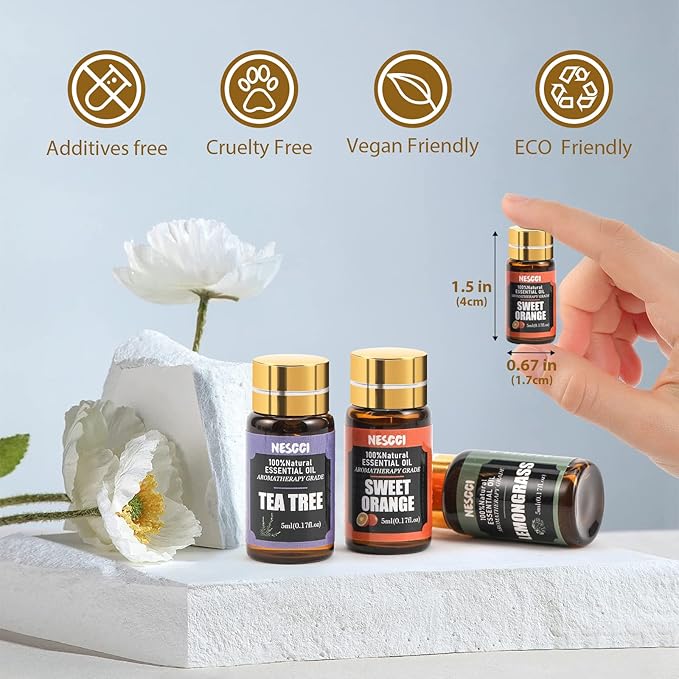 NESCCI 70 Pcs Essential Oil Set - Essential Oils-Perfect for Diffuser, Humidifier, Soap, Candle, Bath Bombs Making, 70 * 5ML (0.17oz)