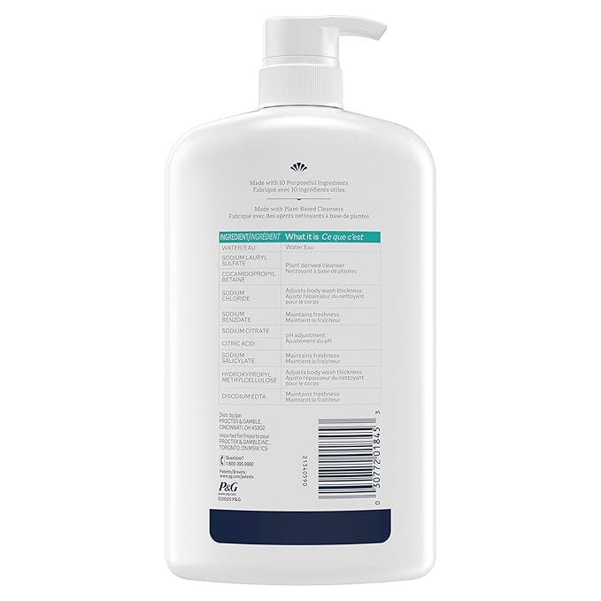 Ivory Body Wash, Designed for the Whole Family, Gentle Formula, Free of Dyes Heavy Perfumes Parabens Phthalates & Silicones, Designed for Skin's pH, Fragnance-Free, 35 oz
