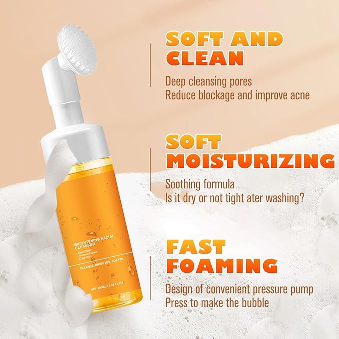 4Pcs Turmeric Wash and Care Three Piece Set,Tuemeric Facial Cleanser & Turmeric Soap Bar & Turmeric Face Scrub Pads,Face & Body Cleanser,Turmeric Cleansing Skincare Set, Deep Cleansing