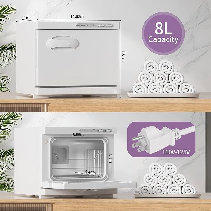 Towel Warmer, 8L Hot Towel Warmers for Facials, Salon Towel Warmers for Spa and Home,Barbershop, Esthetician.(White)