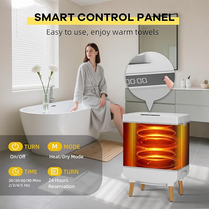 Towel Warmers for Bathrooms, 35 Liter Portable Collapsible Electric Towel Heater with Heating & Drying Modes, Telescopic Rod, Heated Blanket Warmer Dryer for Home, Spa, Travel