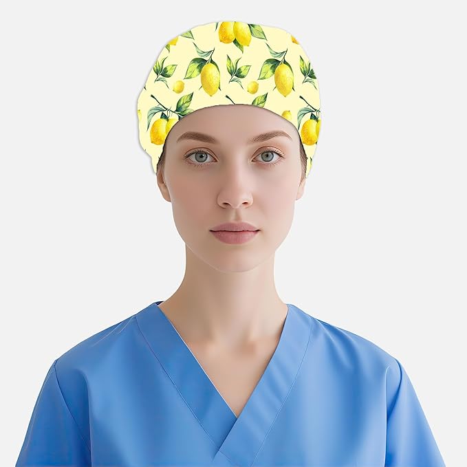 2 Pcs Working Cap with Sweatband for Women Men, Adjustable Cleaning Working Hats, Nurse Surgical Caps
