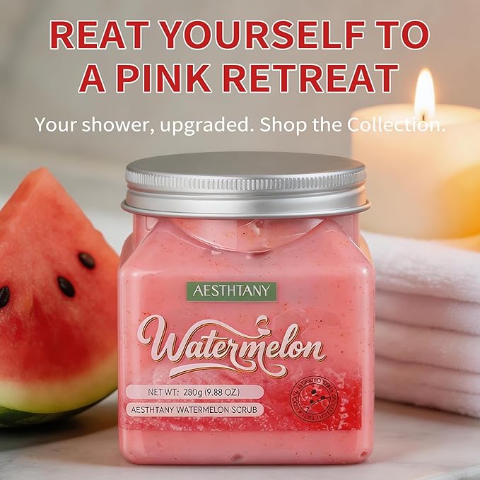 Watermelon Body Scrub &Avocado Face & Body ScrubMoisturizing and Exfoliating Body, Face, Hand, Foot Scrub,Deep Cleansing 350ml (280g, watermelon)