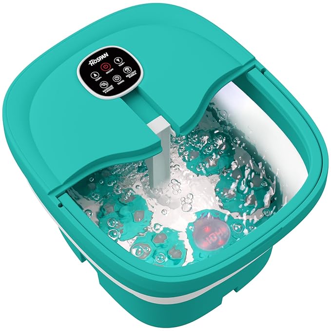HOSPAN Collapsible Foot Spa Electric Rotary Massage, Foot Bath with Heat, Bubble, Remote, and 24 Motorized Shiatsu Massage Balls. Pedicure Foot Spa for Feet Stress Relief