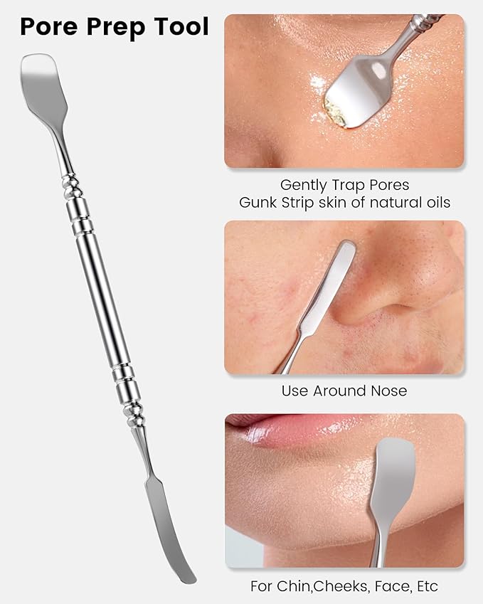 Pimple Popper Tool Kit - Boxoyx 10 Pcs Blackhead Remover Comedone Extractor Kit with Box for Quick and Easy Removal of Pimples, Blackheads, Zit Removing, Forehead,Facial and Nose (New Silver)