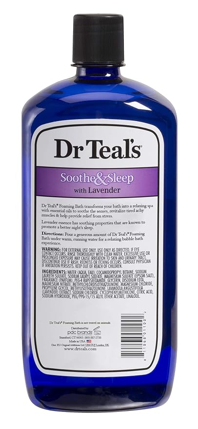 Dr Teal's Foaming Bath with Pure Epsom Salt, Soothe & Sleep with Lavender, 34 fl oz