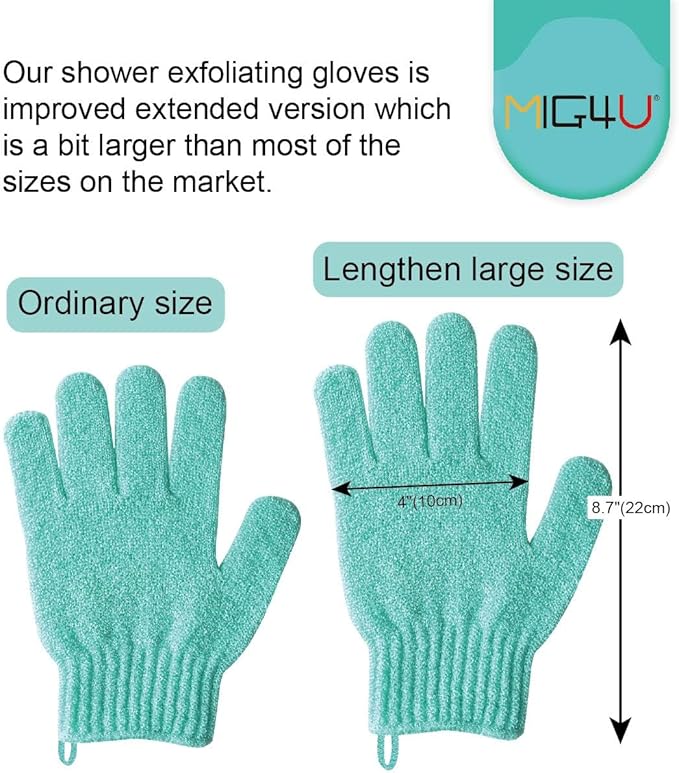 MIG4U Shower Exfoliating Scrub Gloves, Bathing Gloves Body Wash Dead Skin Removal Deep Cleansing Sponge Loofah for Women Men