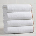 Great Bay Home Clay/White Bath Towel Set - Ultra-Soft Cotton, Boho-Chic Border Design - 4 Bath Towels (54" x 30") - Absorbent, Quick-Dry, Lightweight Bathroom Towels
