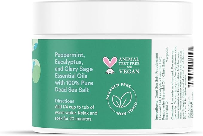 ASUTRA Dead Sea Bath Salts (Muscle & Joint), 16 oz - Soak in Rich & Vital Healing Minerals - Soften & Ease Sore Muscles with Eucalyptus, Peppermint, & Clary Sage Essential Oils