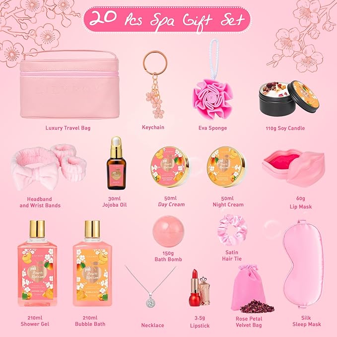 Mothers Day Gifts for Mom, Gifts for Women, Bath Sets for Women Gift - 20Piece Bath and Body Gift Bath Set for Woman, Spa Gift Sets | Spa Kit, Valentines Day, Christmas, Birthday Present for Her