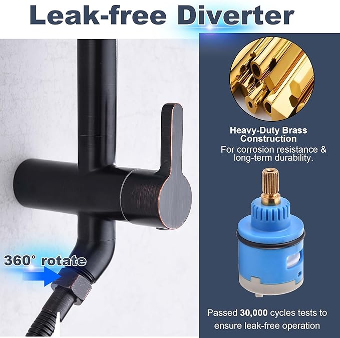SonTiy Retrofit Rain Shower System Wall Mount, Oil Rubbed Bronze 12 Inch Rain Shower Head with Handheld Jet Spray with Slide Bar, Shower Caddy & Solid Brass Rail for Tall People