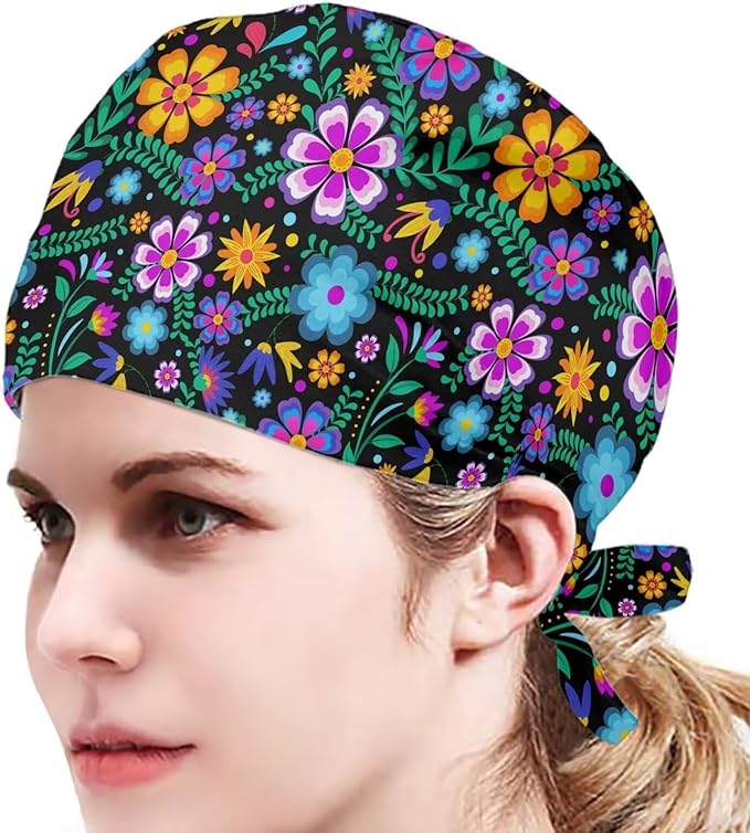 JoyLamoria Novelty Printed Cap with Sweatband Women Men Adjustable Tie Back Hats for Paiting