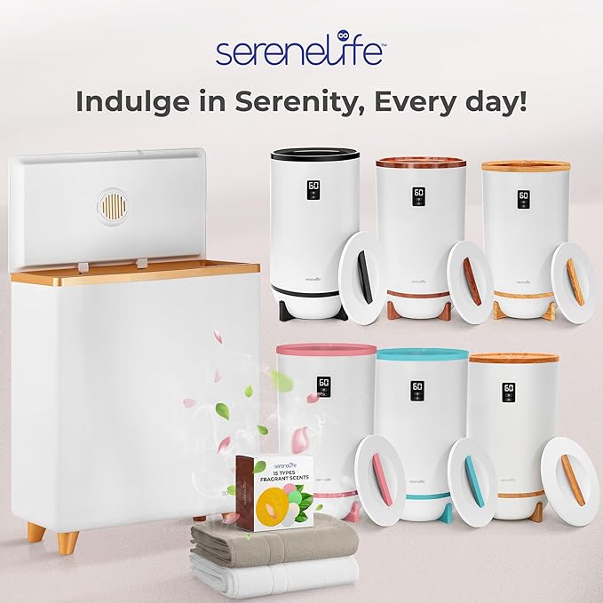 SereneLife Luxury Rectangle Towel Warmer - Spa & Bathroom Heater with Custom Fragrance, Auto Shut-Off, Fits 2 large Towels, Blankets, Bathrobes, PJ's - Perfect Gift for Him & Her (Rose Gold)