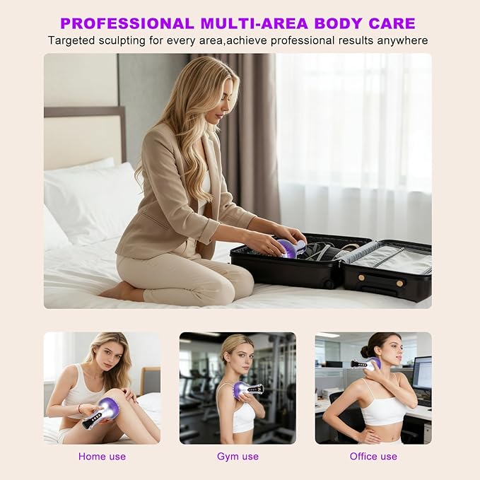 4-in-1 Lymphatic Drainage Massager & Cellulite Massage Tool, 35-Speed Fascia Blaster for Body Sculpting Pain Relief Face Legs Arms Belly Neck, 90Min Battery Wireless Portable