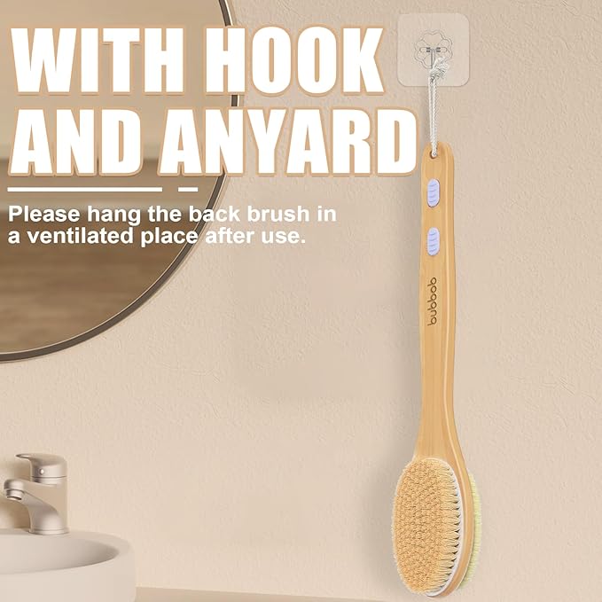 Back Scrubber for Shower,Bath Brush with Long Handle,Bath Brush Body Exfoliator for Wet or Dry Brushing,Men and Women (2 Pack)