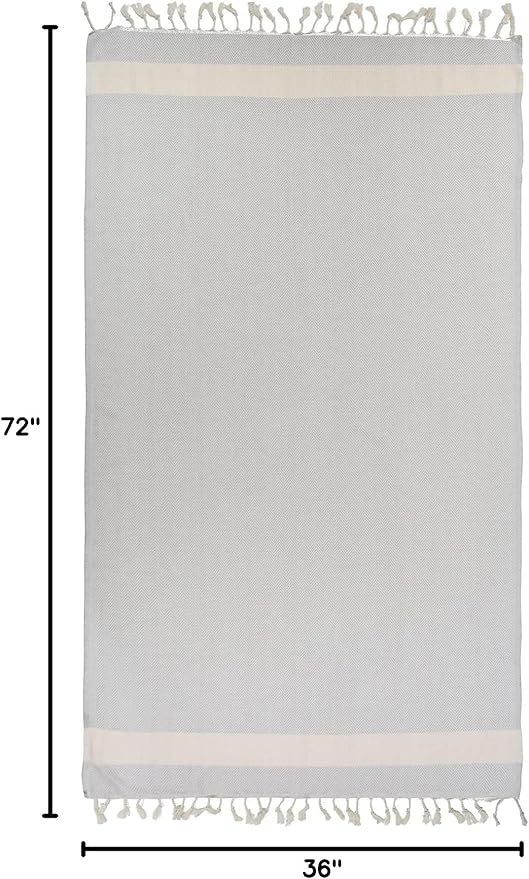 Personalized Embroidered Beach Towel | Throw Blanket, Easy Carry Sand Free, Highly Absorbent, Quick Dry, Turkish Towels for Travel Camping Bath Sauna Beach Gym Pool Yoga SPA by Lahammam, Herring, Gray