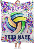 Custom Volleyball Blanket, Personalized Volleyball Blanket, Customized Sport Throw with Name Text for Boy, Girl, Men, Women, Volleyballs Gift for Athlete, Coach, Team, 120"x90" Soft Throw Blanket