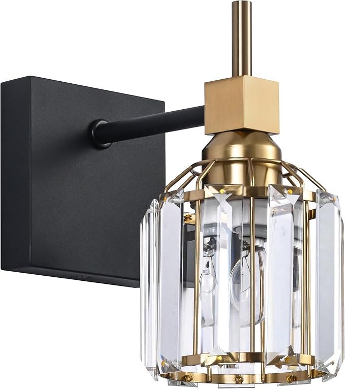 SOLFART Crystal 1 Light Bathroom Vanity Light Over Mirror Wall Sconce Fixture 4.3 Inch 1T