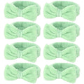 Ondder Green Spa Terry Cloth Skincare Headbands for Women - 8 Pcs Makeup Bow Hair Bands for Face Washing and Skin Care