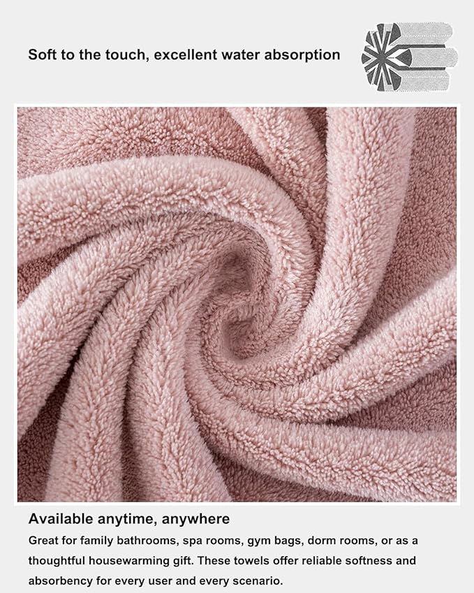 sakano 2-Piece Bath Towel Set - Ultra Soft Highly Absorbent No Fuzz Quick-Dry Microfiber Bath Sheets for Gym, Spa, and Salon -Pink, 28 x 55 inches