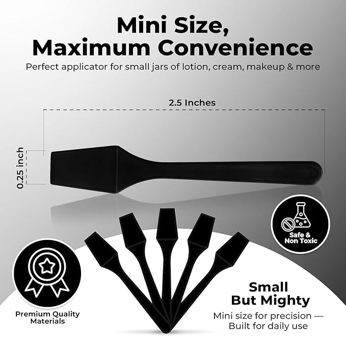 Kopperko Mini Makeup Spatula (2.5”, 500 Pack) - Small Facial Spatula for Mascara, Skincare, Creams & Crafts | Eye Cream Applicator Tool for Skincare, Face Mask | Disposable Makeup Applicators | Black