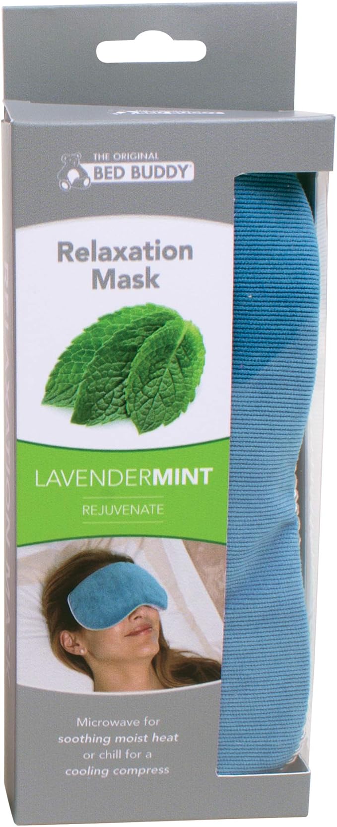Bed Buddy Aromatherapy Eye Mask with Warm and Cold Therapy for Stress Relief - Microwave-Safe Eye Pillow & Sleep Mask, Blue, Lavender & Mint Scented