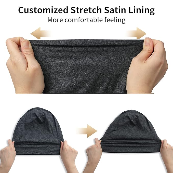 Satin Bonnet Silk Lined Sleep Cap- Adjustable Hair Cover for Women Men Frizzy Hair Night Cap Patients Care