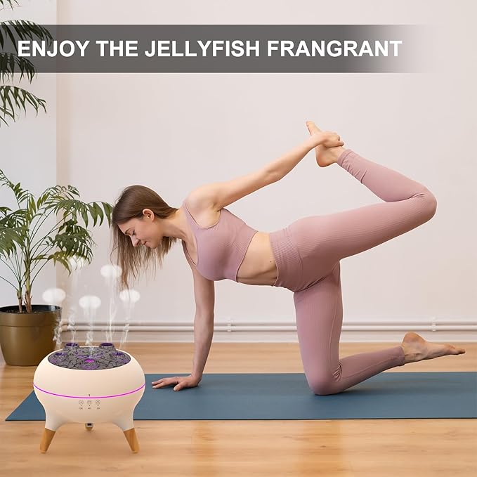 Jellyfish Diffuser, Volcano Air Humidifiers Dynamic Sound Pickup Ultrasonic Aromatherapy Aroma Essential Oil Diffusers for Bedroom, Office, Room(5 Jellyfish, 250ml with Remote, Power Adapter)