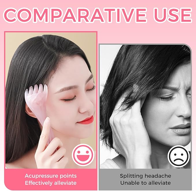 2Pcs Pink Head Massager Scalp Tool, Gua Sha Scalp Massager & Comb for Hair Growth, Relaxation and Stress Relief, Perfect Mother's Day Gifts for Women