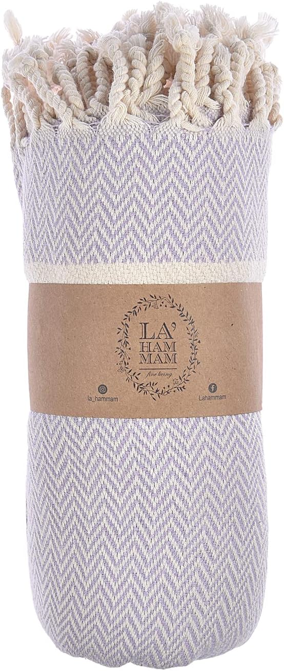 Personalized Embroidered Beach Towel | Throw Blanket, Easy Carry Sand Free, Highly Absorbent, Quick Dry, Turkish Towels for Camping Bath Sauna Beach Gym Pool Yoga SPA by Lahammam, Herring, Lilac