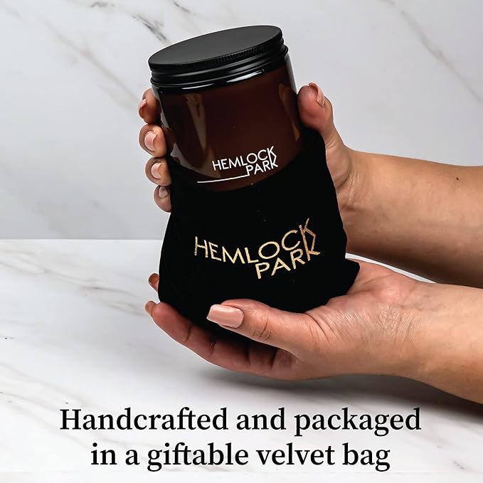 Hemlock Park Amber Apothecary Hand-Poured Scented Candle | Crackling Wood Wick, Botanical Fragrance & Coconut Wax | Up to 60 Hour Burn Time | 8 oz