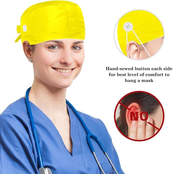 Scrub Cap with Hair Scrunchy, Ponytail Holder Surgical Cap