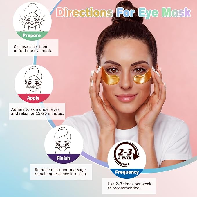 120 Pairs Under Eye Patches for Puffy Eyes and Dark Circles - Eye Mask Patches Variety Pack Travel & Skincare Gifts for Women/Men (Hyaluronic, 24K Gold, Grape, Caffeine, Aloe)