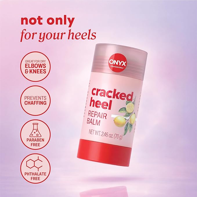 Onyx Professional Cracked Heel Repair Balm Stick for Dry Cracked Feet Treatment, Citrus Scent, 2 pack - Moisturizing Foot Balm, Rolls On, No Mess Like Foot Cream or Foot Lotion, Heel Treatment