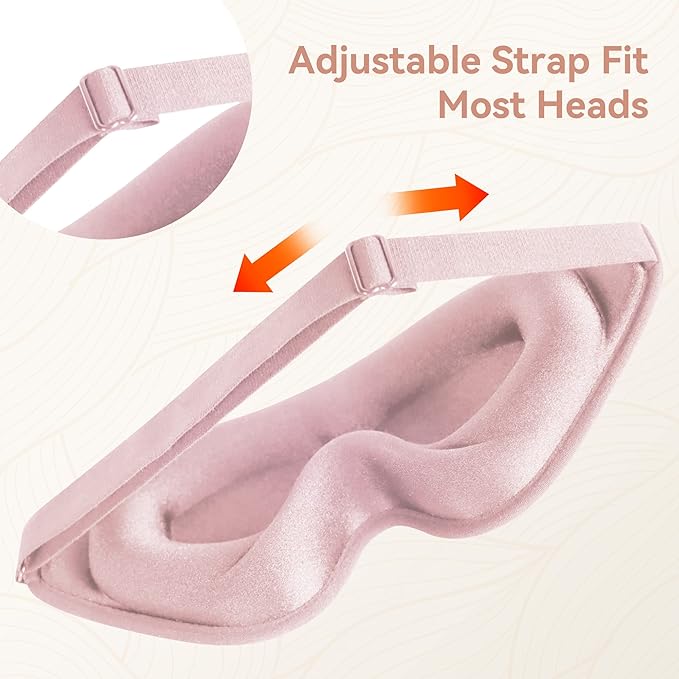 Sleep Mask for Men Women,Upgraded 3D Deep Contoured Eye Covers for Sleeping with Adjustable Strap,Block Out Light, Soft Comfort Eye Shade Cover for Travel Yoga Nap (1pcs, Pink)