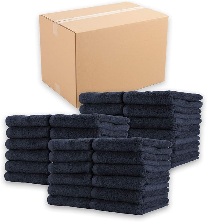 Arkwright Bleach Resistant Salon Towels Bulk - 100% Cotton Hair Towels, Soft, Absorbent, Quick Dry Spa & Barber Towels for Hair Stylist, Nail Salon & Esthetician, 16 x 27, Navy (Case of 144)